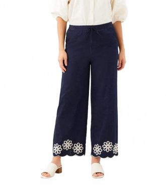Karen Kane Scallop Drawstring Pants - Petite In Navy