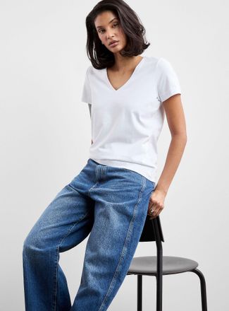 Contemporaine Womens SUPIMA cotton V-neck T-shirt