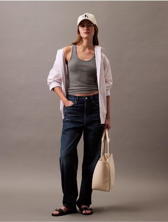 Calvin Klein Jeans Calvin Klein Womens Cotton Contour Rib Tank - Grey - XS