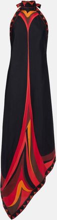 Pucci Fari asymmetric silk twill midi dress