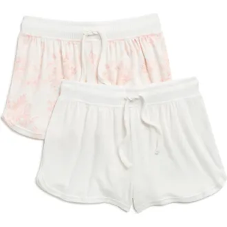 Yogalicious 2-Pack Assorted Slub Pajama Shorts in Peach Blossom/White Dove at Nordstrom Rack, Size Xx-Small