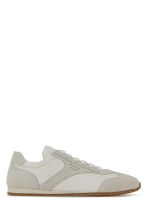 Prada White Suede And Re Nylon Sneakers