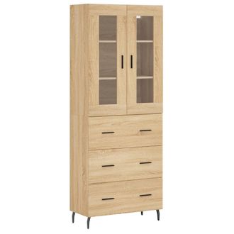 vidaXL Vidaxl - Aparador Alto Madera Contrachapada Color Roble 69,5x34x180 Cm