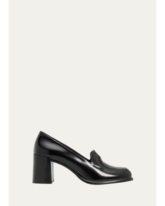 Prada 65mm Mocassini Leather Loafer Pumps