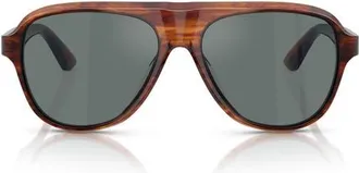 Oliver Peoples Paul Newman 57mm Pilot Sunglasses in Dark Amber Smoke/regal Blue at Nordstrom
