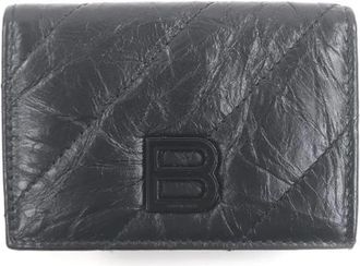 Balenciaga Pre-owned Wallets, male, Black, Size: ONE SIZE Pre-owned Crush B Logo Metal Leather Wallet