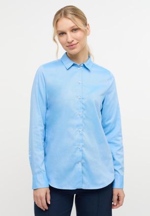 Eterna Hemdbluse ETERNA REGULAR FIT, Damen, Gr. 46, azurblau, 70% Baumwolle, 30% Lyocell, Blusen Hemdbluse, EASY IRON (b&uuml;gelleicht)