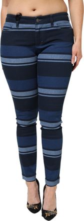 Dolce & Gabbana Womens Blue Striped Cotton Stretch Denim Jeans Clothing