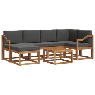 vidaXL Conjunto De Sof&aacute;s De Exterior 7 Pcs Natural Y Antracita Vidaxl