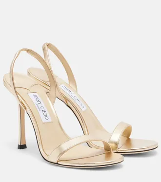 Jimmy Choo London Jenn metallic leather slingback sandals