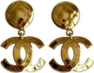 Chanel Vintage CC Gold Metal Clip Earrings 5.5cms x3.5cms