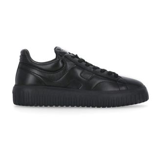 Hogan Black Leather Lace-Up Trainers - male - Hogan - Sneakers - Black - 6 UK - Shoes