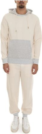 Gran Sasso Bicolored Hooded Sports Tracksuit - Heren - Trainingspakken - Beige - M - Katoen - Fitness