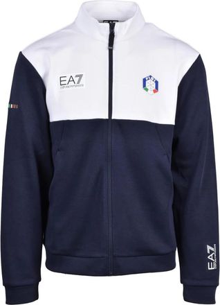 Emporio Armani Felpa con zip - Heren - Vesten met rits - Blauw - 2XL - Katoen - Hoodies & sweatvesten