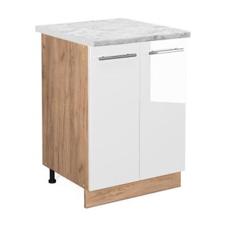 Vicco Mueble Bajo De Cocina Fame-line, Blanco Alto Brillo, 60 Cm, Et M&aacute;rmol