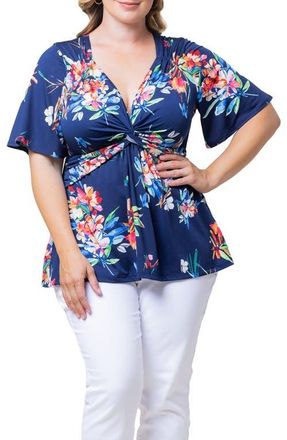 Kiyonna Abby Twist Front Top in Belize Blooms at Nordstrom, Size 1X