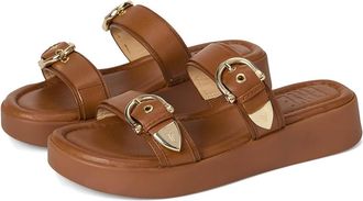 Frye Maya Buckle Sandals Womens Wedge Shoes Dark Latte : 8.5 B - Medium, Leather