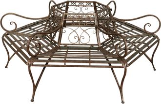 Biscottini International Biscottini - Panca Albero In Ferro 153x153x86 Panchina Rotonda Panchina Circolare Rotonda Esterno Panchina Ferro Divanetto Giardino Ghisa