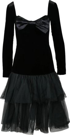 Alessandra Rich Fluwelen jurk met ritssluiting - Dames - Korte kleedjes - Zwart - XS - Tule - Kleedjes