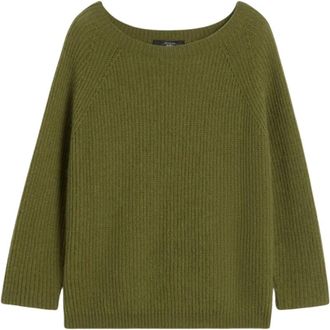 Max Mara Olijf Mohair Trui Xeno Stijl - Dames - Ronde hals truien - Groen - L - Truien & Vesten