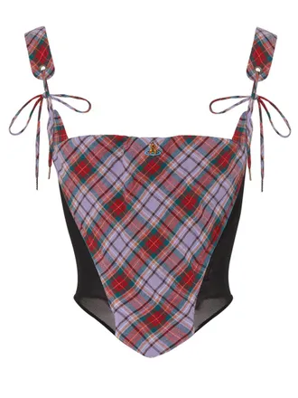 Vivienne Westwood Puppy Linen Plaid Fitted Corset
