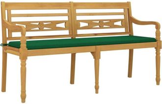 vidaXL Vidaxl - Banco Batavia Con Coj&iacute;n Verde Madera Maciza De Teca 150 Cm