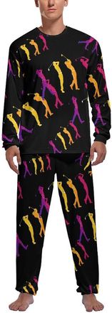 Generic Funny Golfers Mens Pyjama Sets Long Sleeve Crewneck Tops & Sleepwear Pants Loungewear Outfits