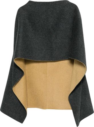 Alberta Ferretti Grey Two-Tone Felted Asymmetric Draped Wool Scarf