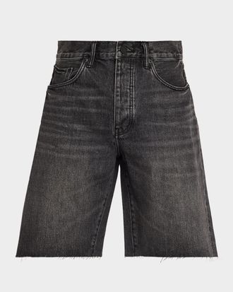 Purple Men & apos;s Kamari Relaxed Fit Black Denim Shorts
