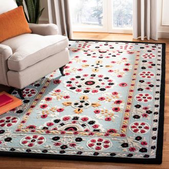 Safavieh Bellagio Hand Made Area Rug, Light Blue / Black Bohemian Style Non-Shedding