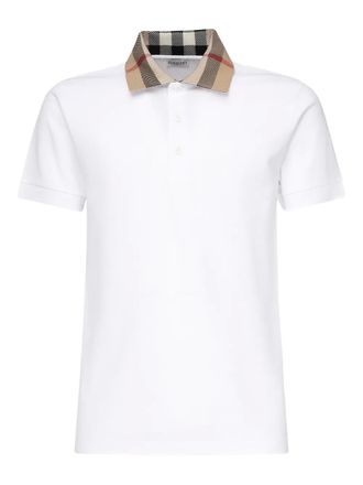 Burberry Poloshirt met geruite kraag - Wit