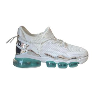 Plein Sport Schoenen, Heren, Wit, 41 EU, Lichtblauwe Mesh Runner Sneaker