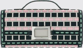 Roger Vivier Clutch Belle Vivier Roger Vivier in pelle con cuciture a contrasto