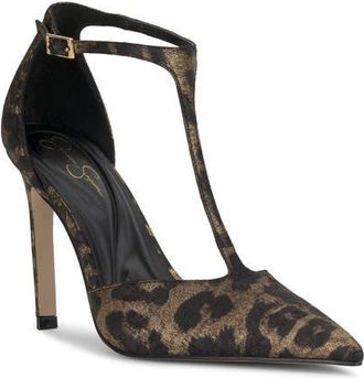 Jessica Simpson Willna T-Strap Pointed Toe Pump in Golden Coppe Wclptx at Nordstrom, Size 9.5