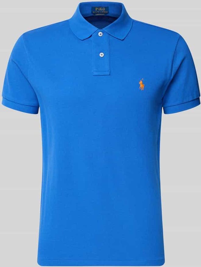 Slim Fit Poloshirt aus reiner Baumwolle in Hellblau, Gr&ouml;&szlig;e XXL