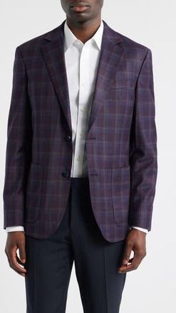 Nordstrom Purple Shadow Check Wool Sport Coat in Burgundy Dandy Wool Check at Nordstrom Rack, Size 42 L