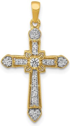Diamond2Deal 14k Yellow Gold 1/6ct. Diamond Filigree Cross Pendant