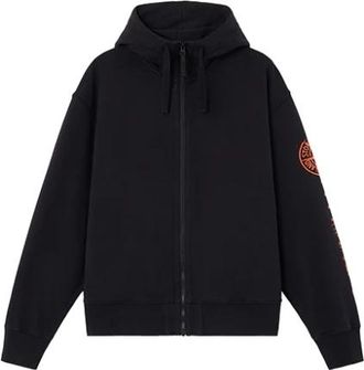 Stone Island Brushed Cotton Fleece - Heren - Vesten met rits - Zwart - S - Katoen - Hoodies & sweatvesten