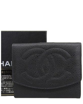 Chanel Caviar Skin Compact Wallet Black (Authentic Pre-Loved)