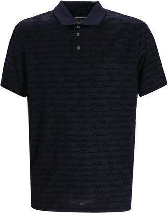 Emporio Armani Blue All Over Logo Polo