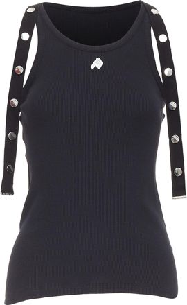 The Attico snap button logo ribbed tank top
