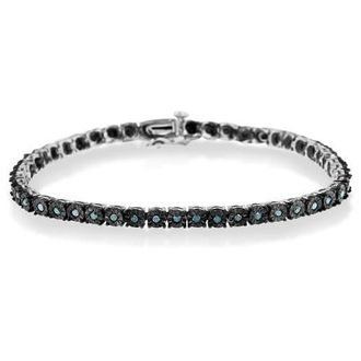House of Brilliance Black Rhodium Plated Silver 1.0 Cttw Diamond Miracle Tennis Bracelet in White at Nordstrom