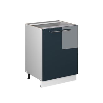 Vicco Mueble Bajo De Cocina Fame-line, Azul Oscuro Alto Brillo/blanco, 60 Cm 1 Puerta Sin Encimera, Vicco