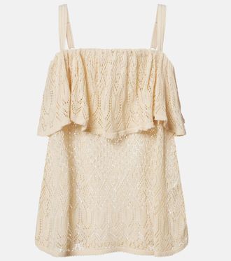 Zimmermann Mahon knitted ruffled lace top