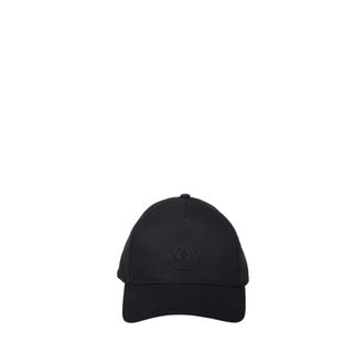 Moncler Caps, male, Black, Size: ONE SIZE Cotton Gabardine Baseball Cap