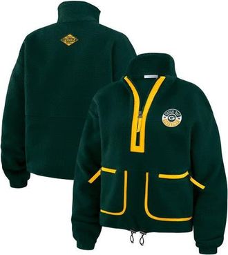 WEAR by Erin Andrews Womens WEAR by Erin Andrews Green Green Bay Packers Polar Fleece Half-Zip Jacket at Nordstrom, Size Xx-Large