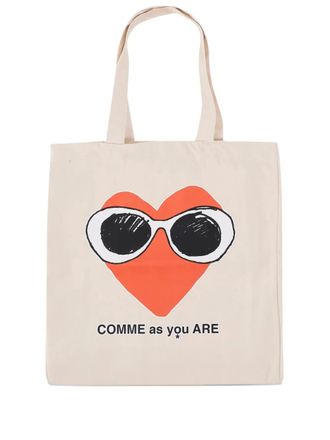 Black Score printed shopping bag - men - Cotton - OS - Neutrals
