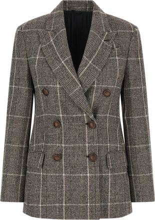 Brunello Cucinelli Prince Of Wales Blazer Blazers Marrone-Donna