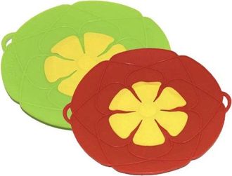 OEM Tapa De Silicona Para Cocinar Con Forma De Flor, Anti, Protecci&oacute;n Contra Salpicaduras Y Resistente Al Calor (2 Piezas, Verde Y Rojo)