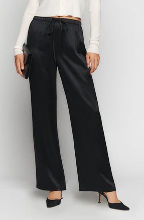 Reformation Olina Wide Leg Silk Pants in Black at Nordstrom, Size X-Small